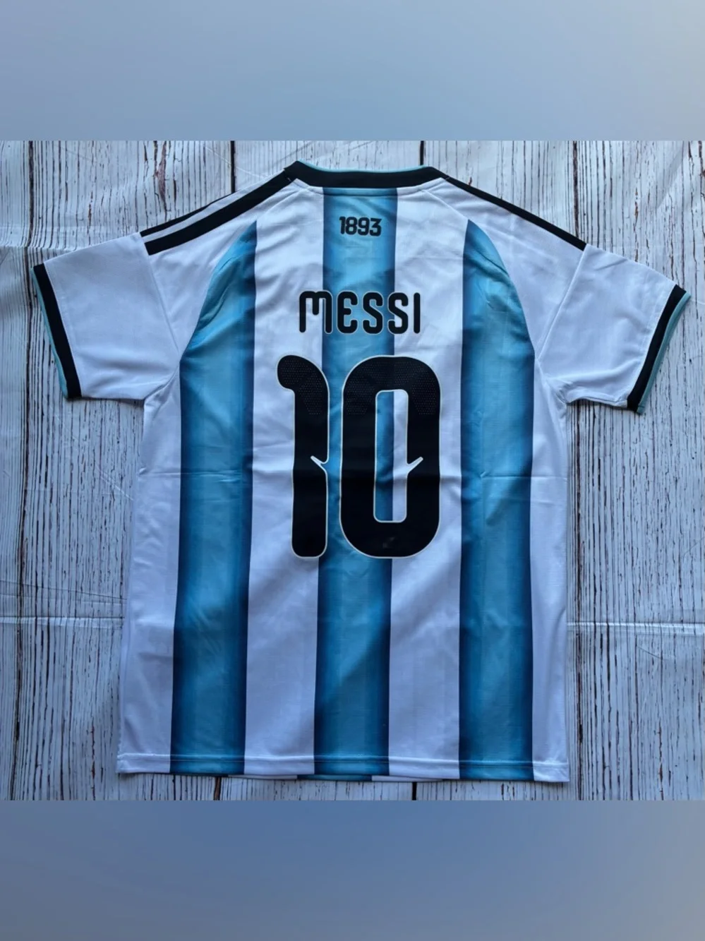 Men's Blue & White Striped Soccer Jersey - #10